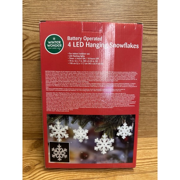 New Winter Wonder 4 X LED Hanging Lights Hanging Snowflakes White Christmas - Picture 3 of 3